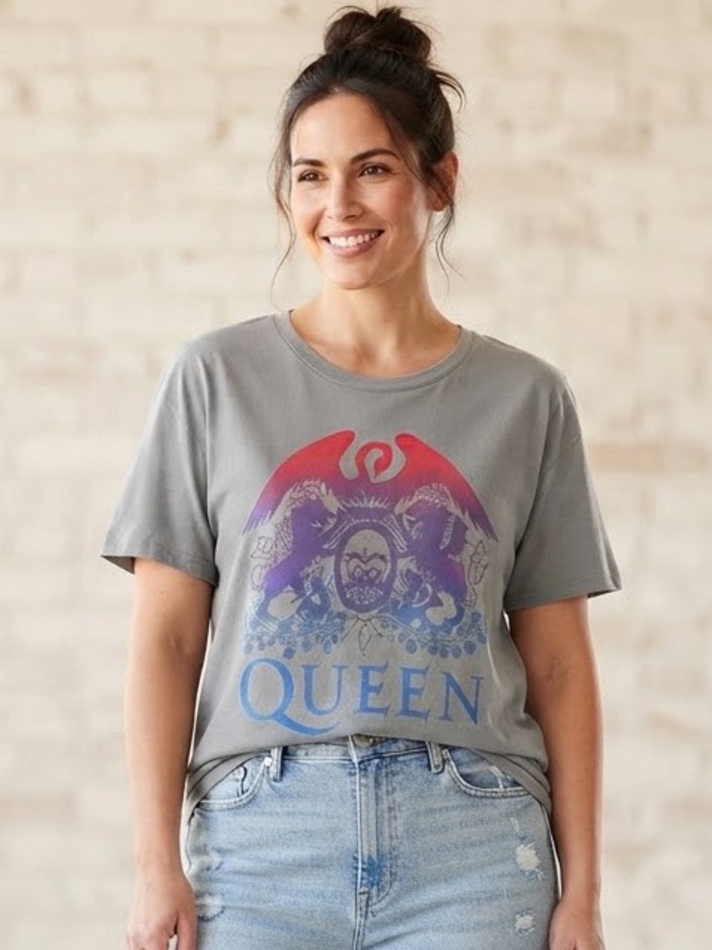 TIME AND TRU/QUEEN Graphic Tee XL 25” p2p Gray NWOT